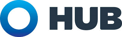 A large logo of Hub International is shown here